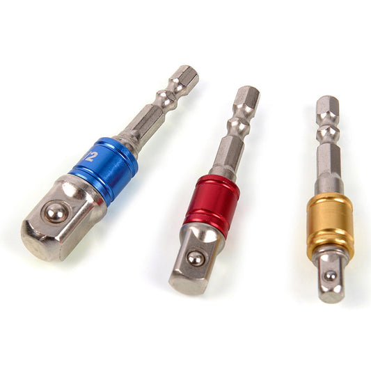 Adaptéry do vrtačky 1/4'' 3/8'' 1/2'', sada 3ks HBM